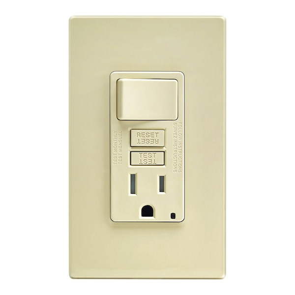 Leviton Leviton SmartlockPro 15 amps 125 V Ivory GFCI Outlet 5-15R 1 pk C91-GFSW1-00I - main